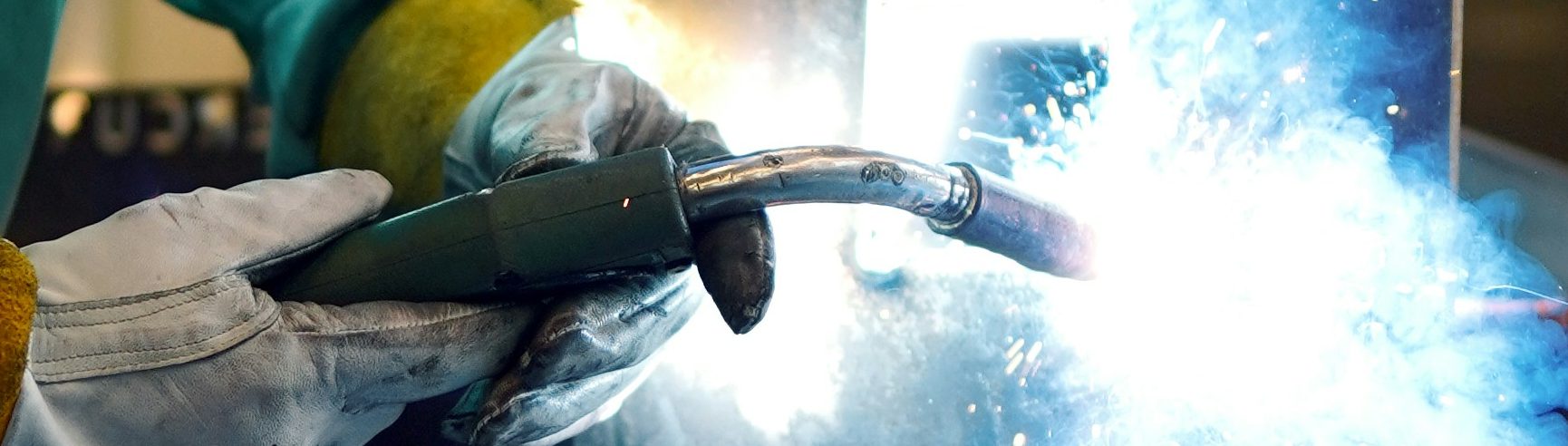 Close up image of steel fabrication work in a factory.